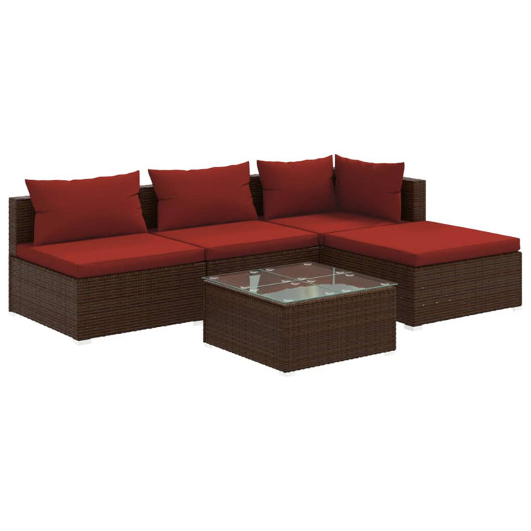 Latitude Run® 5 Piece Patio Lounge Set with Cushions Poly Rattan Wayfair